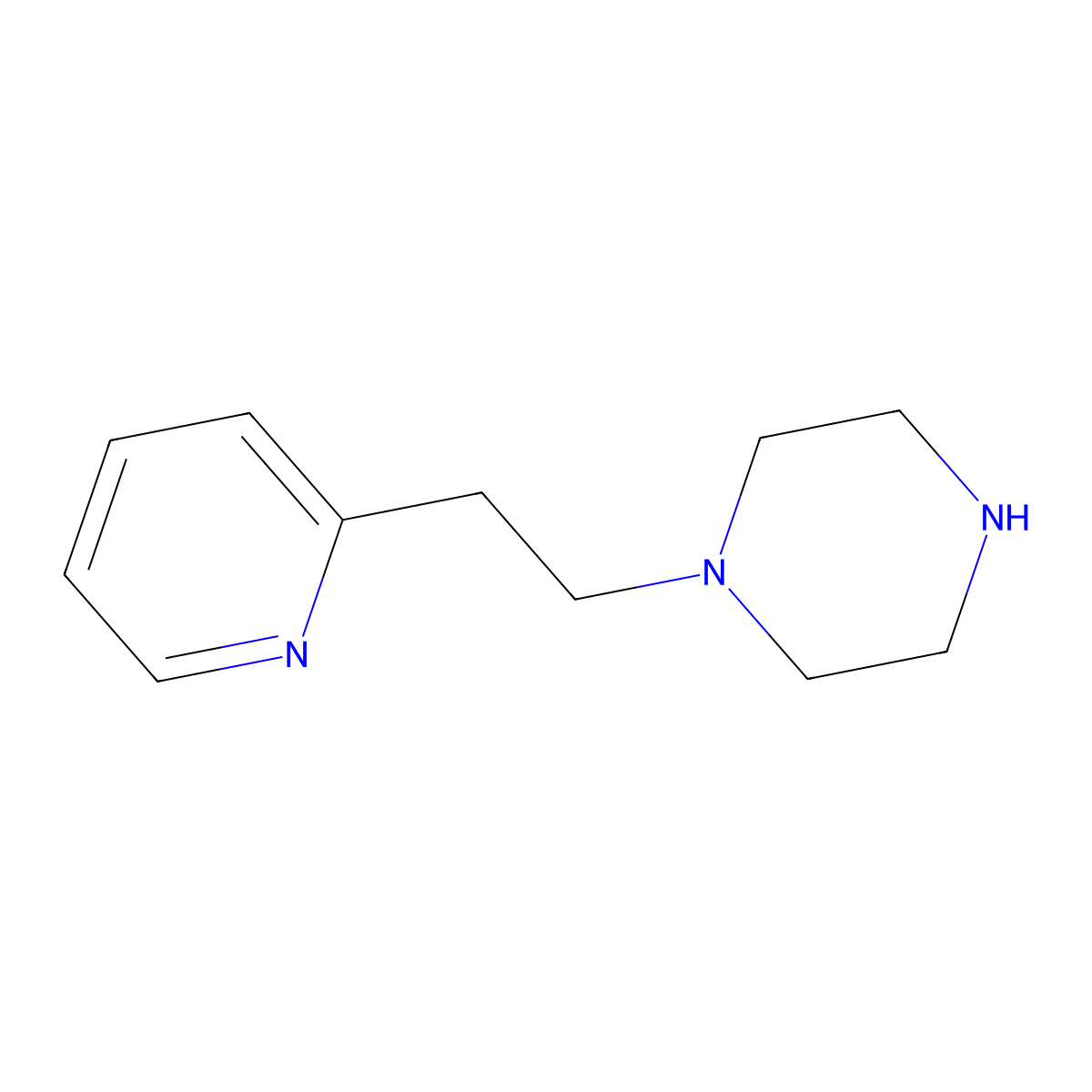 Piperazine, 2-pyridylethyl- molecular structure, CAS 53345-15-6