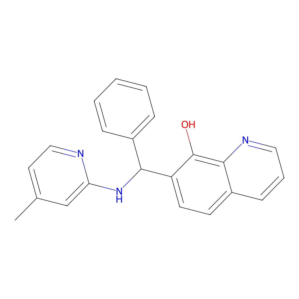 7-[alpha-[(4-Methyl-2-pyridyl)amino]benzyl]-8-quinolinol molecular structure, CAS 5335-98-8
