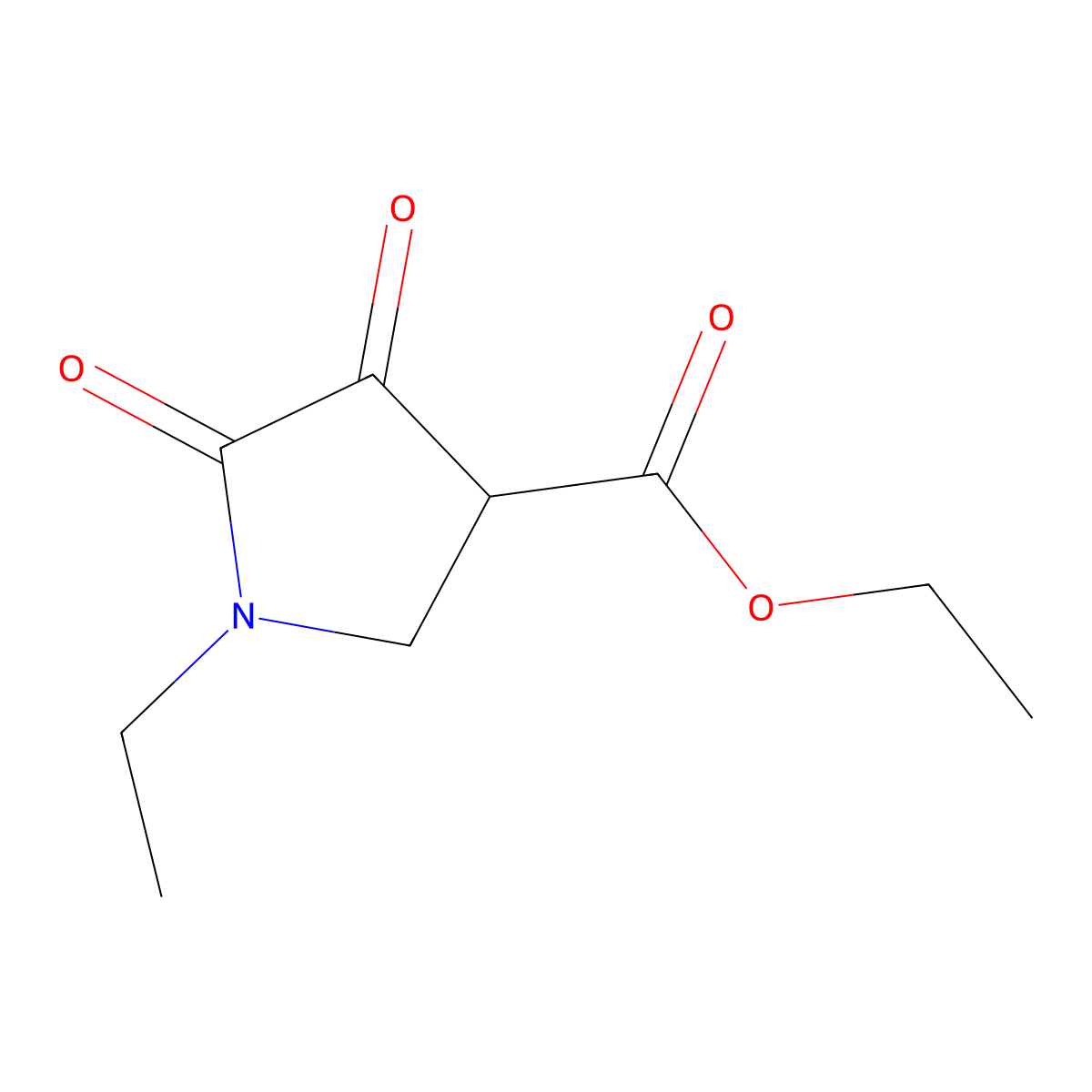 Ethyl 1-ethyl-4,5-dioxopyrrolidine-3-carboxylate molecular structure, CAS 5336-43-6