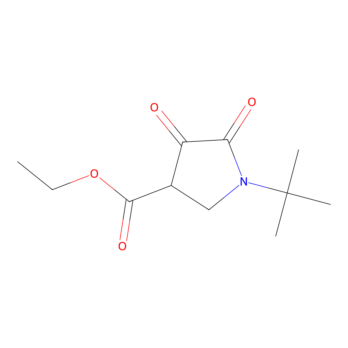 Ethyl 1-tert-butyl-4,5-dioxopyrrolidine-3-carboxylate molecular structure, CAS 5336-48-1