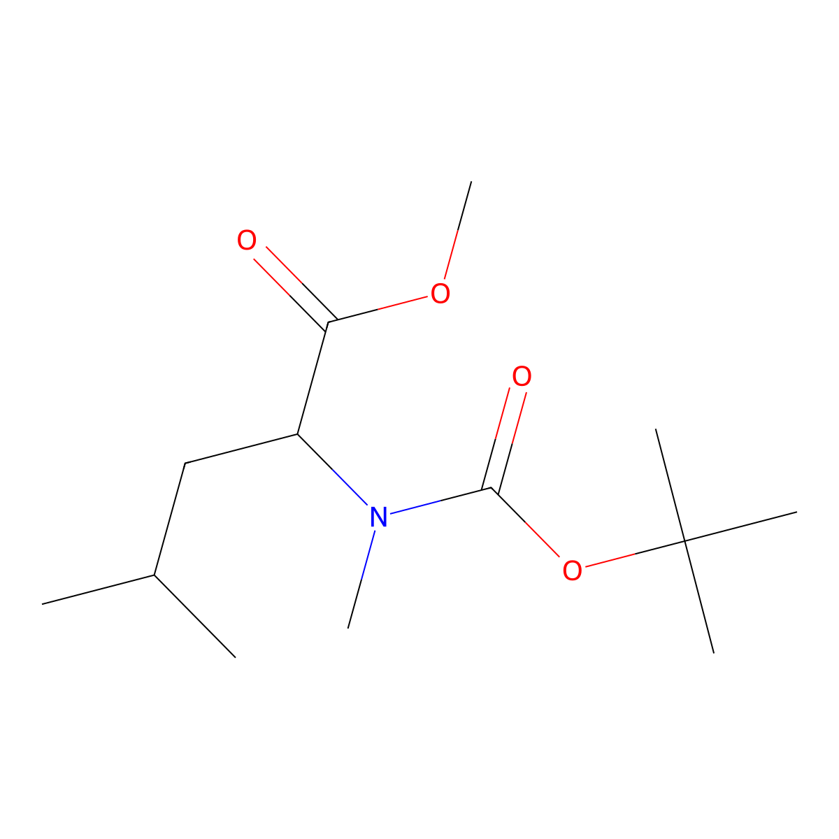 methyl (2S)-2-{[(tert-butoxy)carbonyl](methyl)amino}-4-methylpentanoate molecular structure, CAS 53363-90-9