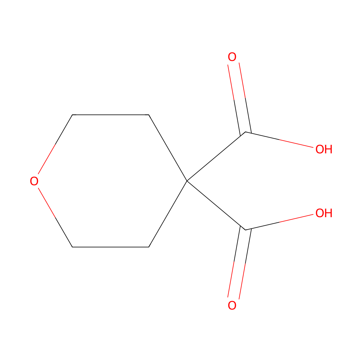 Dihydro-2H-pyran-4,4(3H)-dicarboxylic acid molecular structure, CAS 5337-04-2