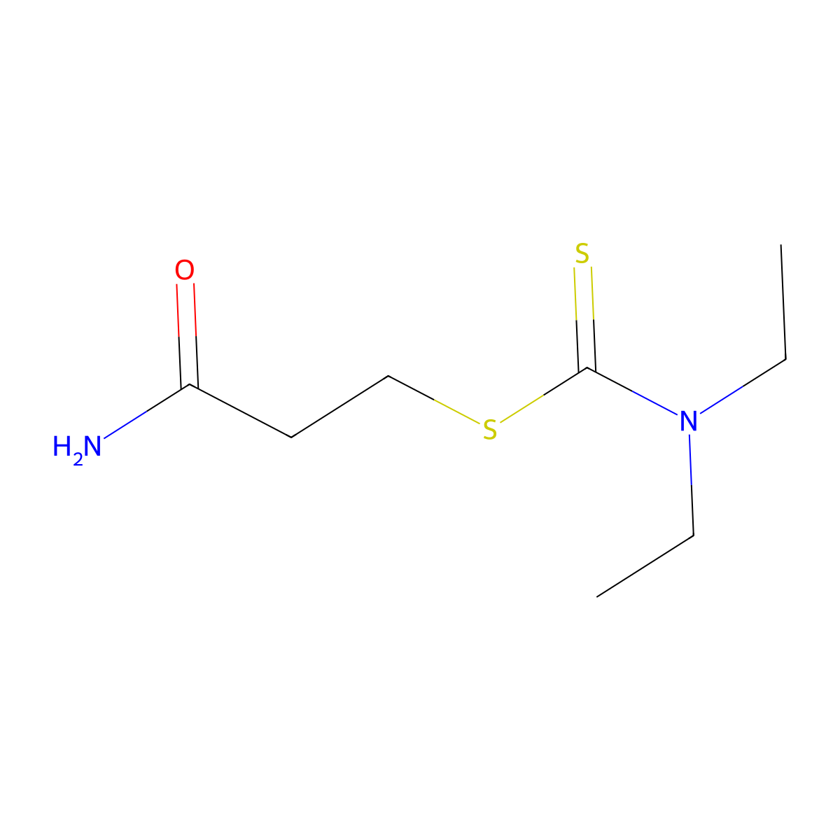 3-Amino-3-oxopropyl diethylcarbamodithioate molecular structure, CAS 5337-30-4