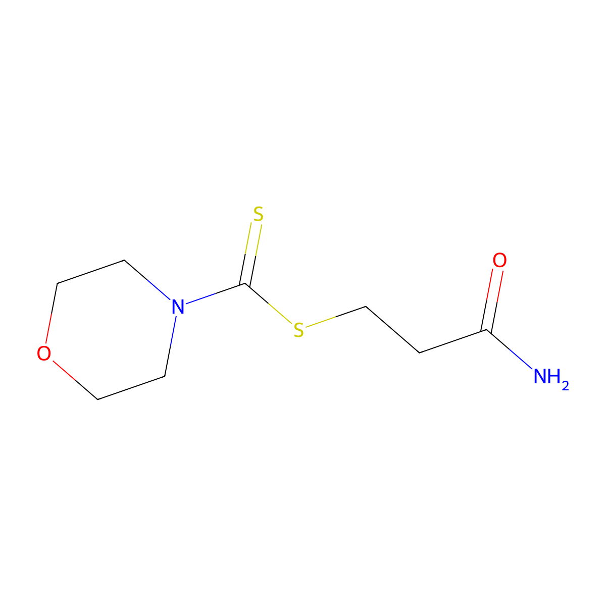 3-Amino-3-oxopropyl morpholine-4-carbodithioate molecular structure, CAS 5337-31-5