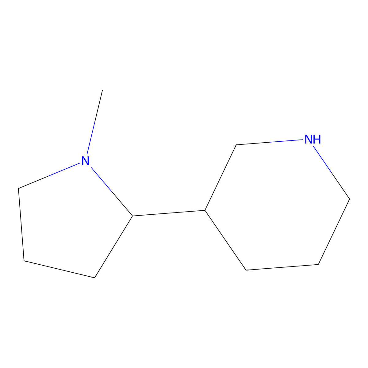 3-(1-Methylpyrrolidin-2-yl)piperidine molecular structure, CAS 5337-62-2