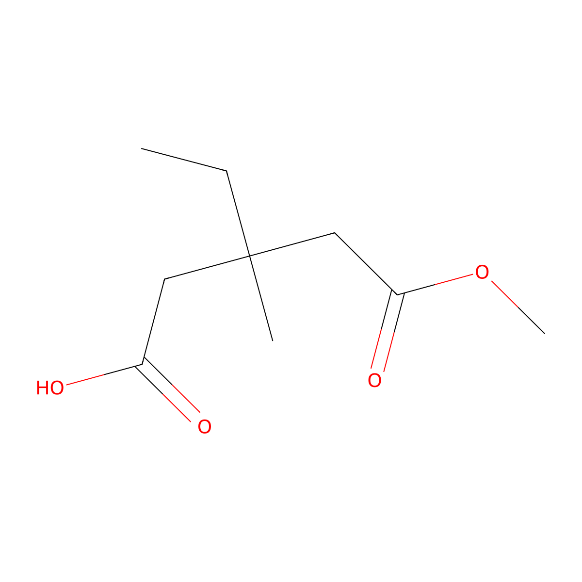 3-Ethyl-5-methoxy-3-methyl-5-oxopentanoic acid molecular structure, CAS 5338-98-7