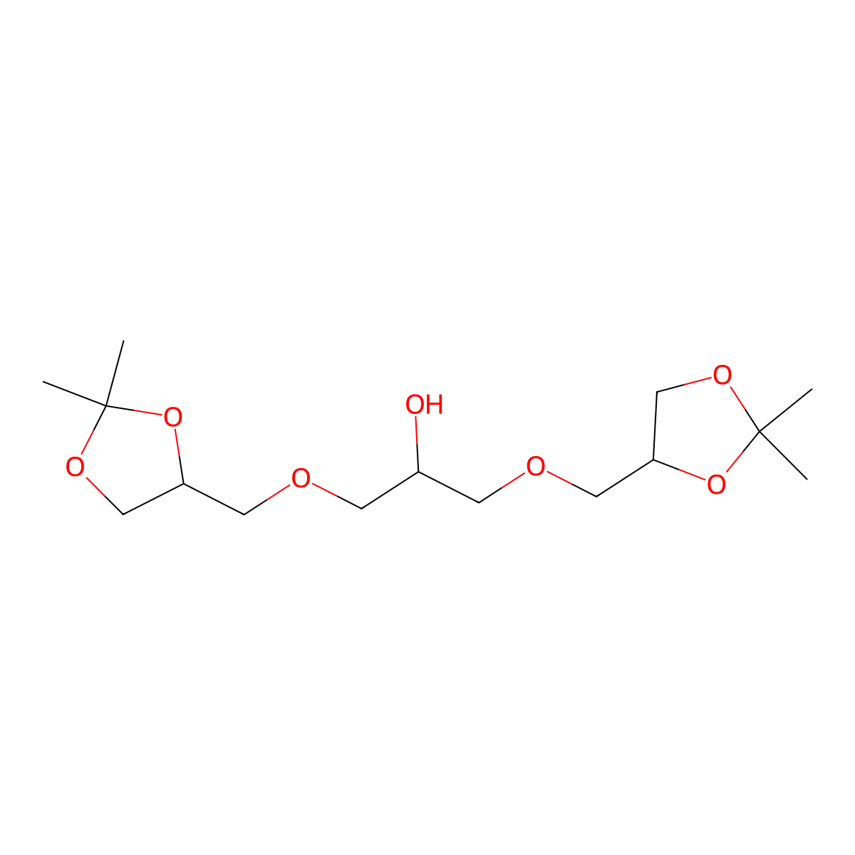 2-Propanol, 1,3-bis[(2,2-dimethyl-1,3-dioxolan-4-yl)methoxy]- molecular structure, CAS 53380-10-2