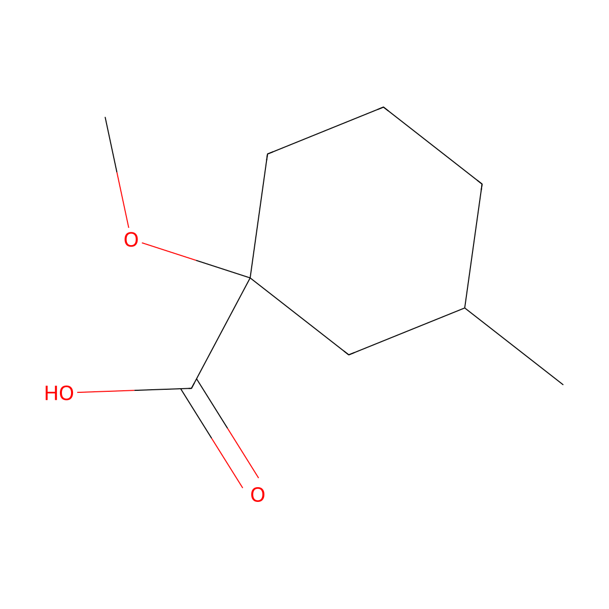 1-Methoxy-3-methylcyclohexane-1-carboxylic acid molecular structure, CAS 53382-22-2