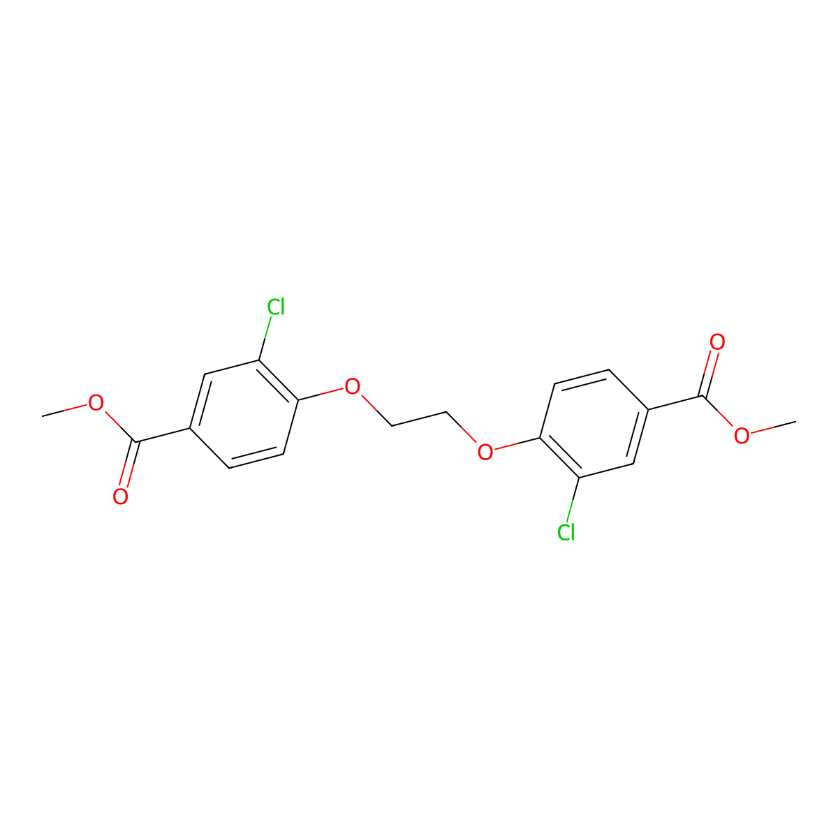Dimethyl 4,4'-(1,2-ethanediylbis(oxy))bis(3-chlorobenzoate) molecular structure, CAS 53384-42-2