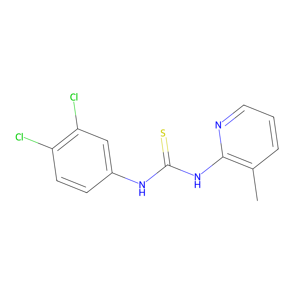 1-(3,4-Dichlorophenyl)-3-(3-methylpyridin-2-yl)thiourea molecular structure, CAS 53385-93-6