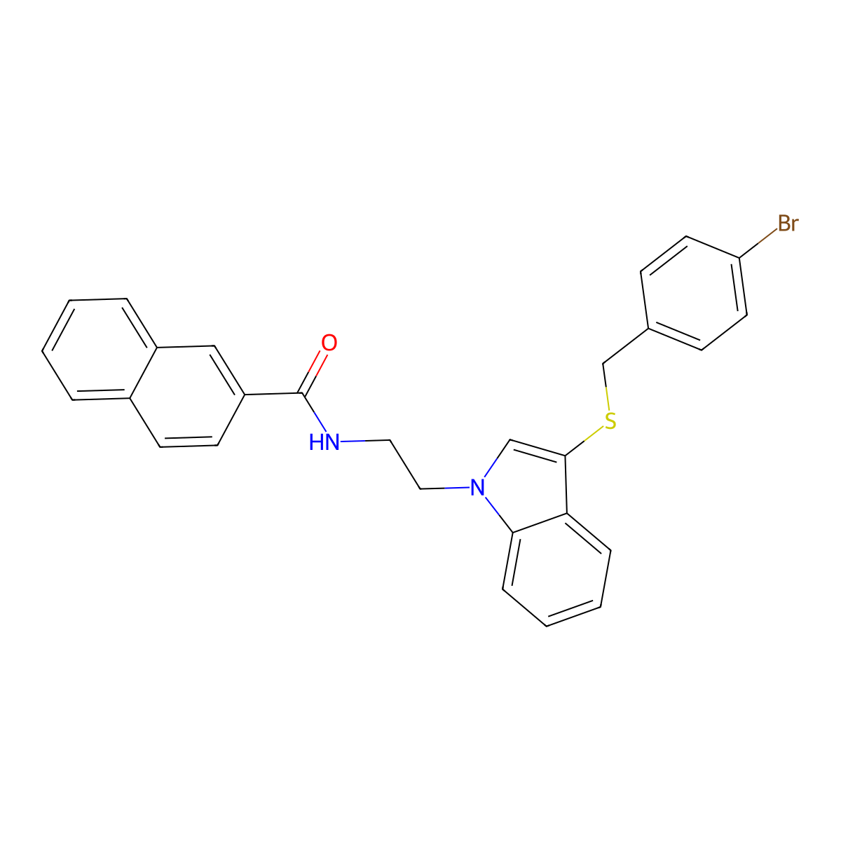 N-[2-[3-[(4-bromophenyl)methylsulfanyl]indol-1-yl]ethyl]naphthalene-2-carboxamide molecular structure, CAS 533865-26-8
