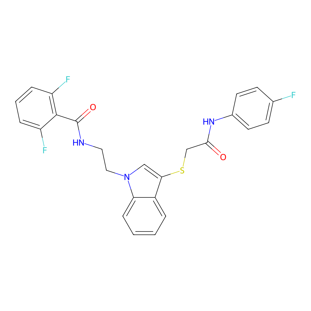 2,6-difluoro-N-(2-(3-((2-((4-fluorophenyl)amino)-2-oxoethyl)thio)-1H-indol-1-yl)ethyl)benzamide molecular structure, CAS 533866-06-7