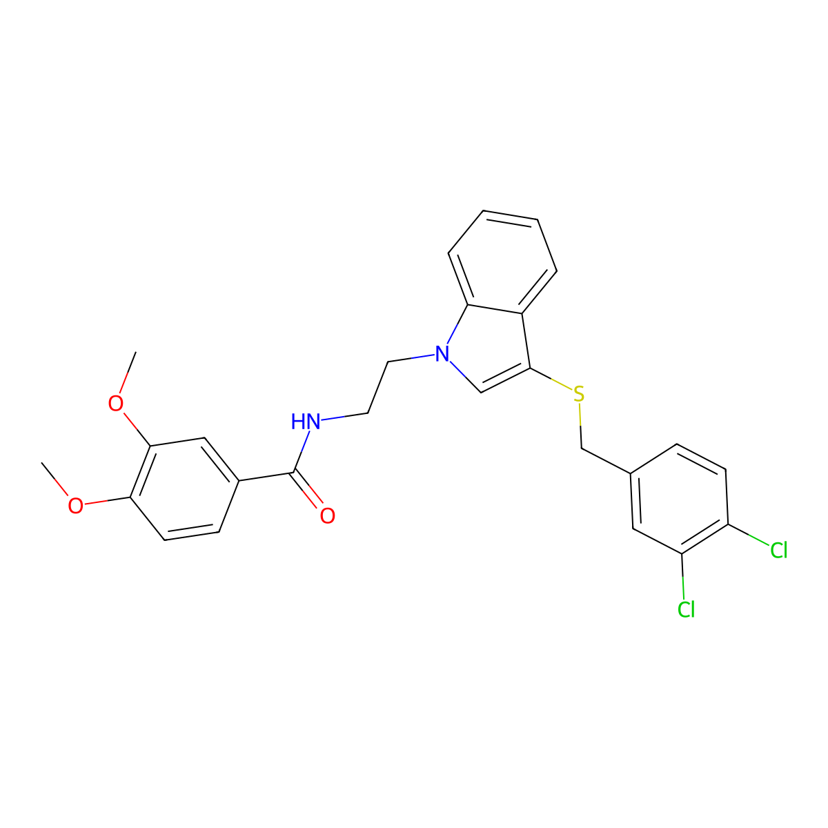 N-[2-[3-[(3,4-dichlorophenyl)methylsulfanyl]indol-1-yl]ethyl]-3,4-dimethoxybenzamide molecular structure, CAS 533867-49-1