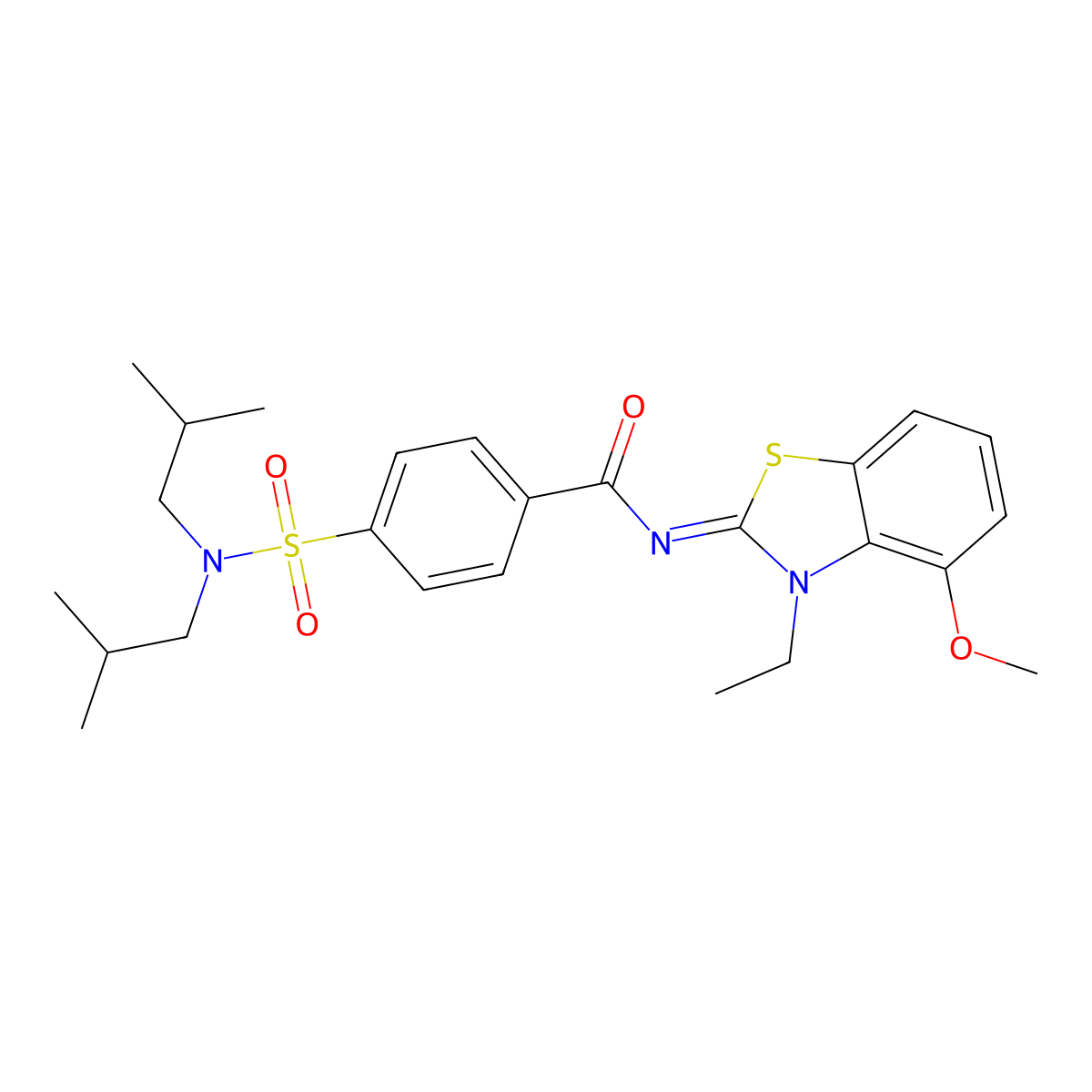 (Z)-4-(N,N-diisobutylsulfamoyl)-N-(3-ethyl-4-methoxybenzo[d]thiazol-2(3H)-ylidene)benzamide molecular structure, CAS 533868-40-5