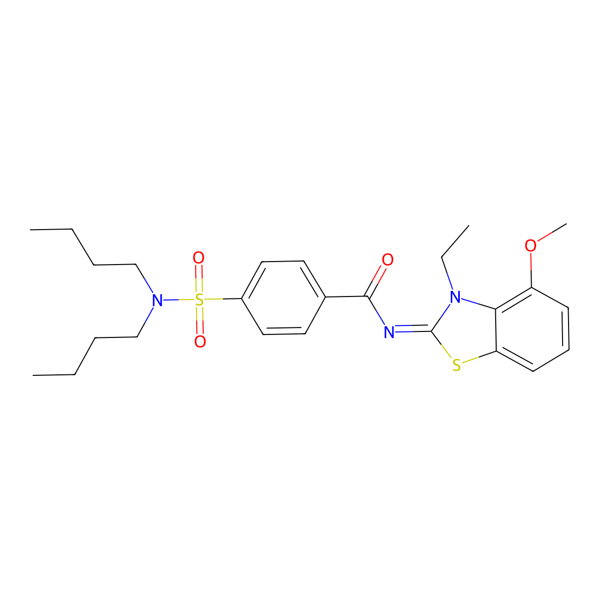 4-(dibutylsulfamoyl)-N-(3-ethyl-4-methoxy-1,3-benzothiazol-2-ylidene)benzamide molecular structure, CAS 533868-41-6