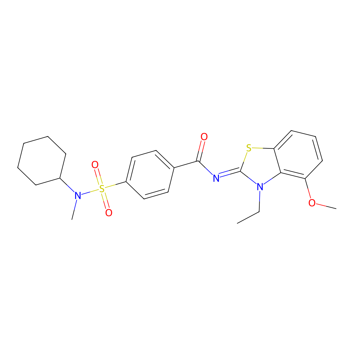 (Z)-4-(N-cyclohexyl-N-methylsulfamoyl)-N-(3-ethyl-4-methoxybenzo[d]thiazol-2(3H)-ylidene)benzamide molecular structure, CAS 533868-45-0