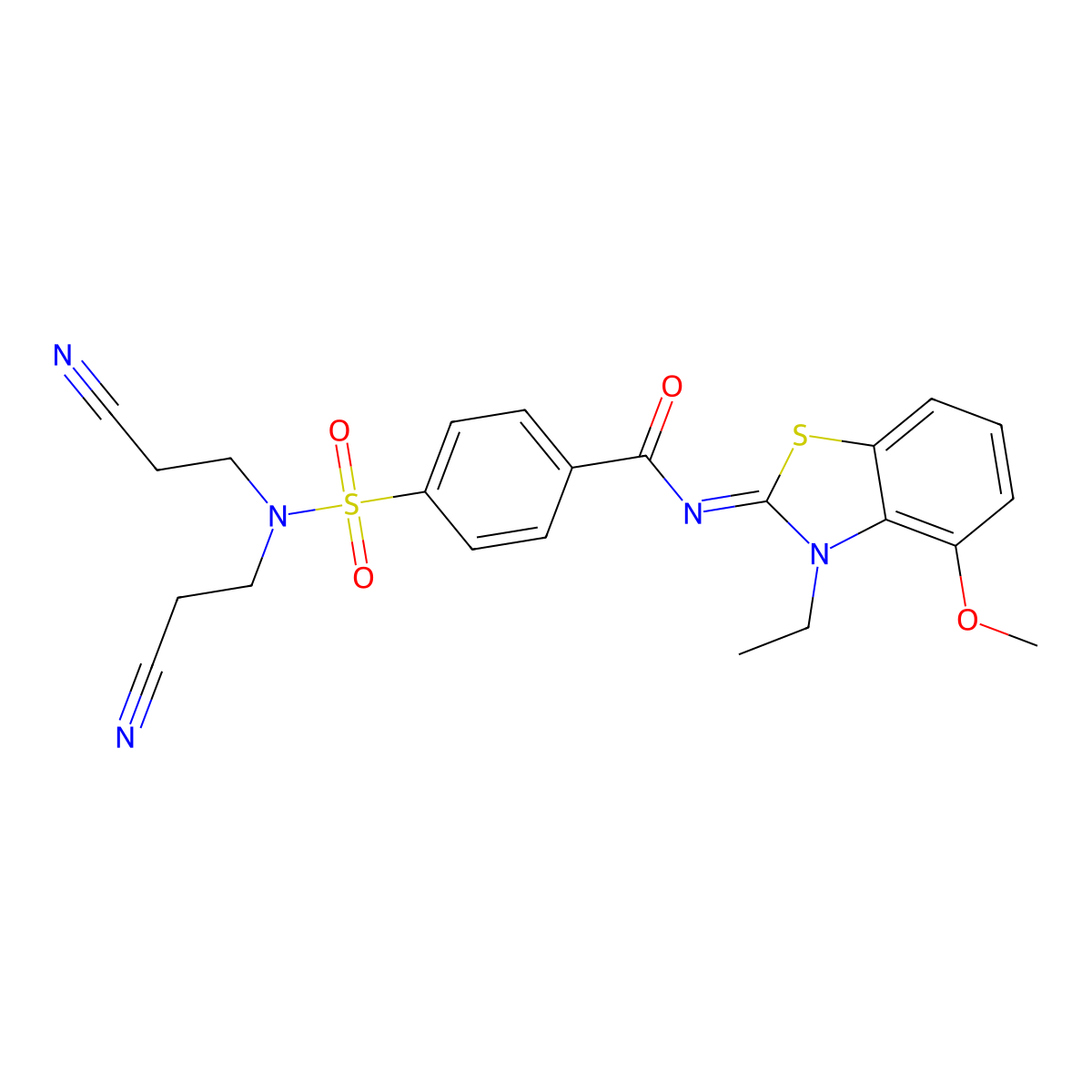 (Z)-4-(N,N-bis(2-cyanoethyl)sulfamoyl)-N-(3-ethyl-4-methoxybenzo[d]thiazol-2(3H)-ylidene)benzamide molecular structure, CAS 533868-48-3
