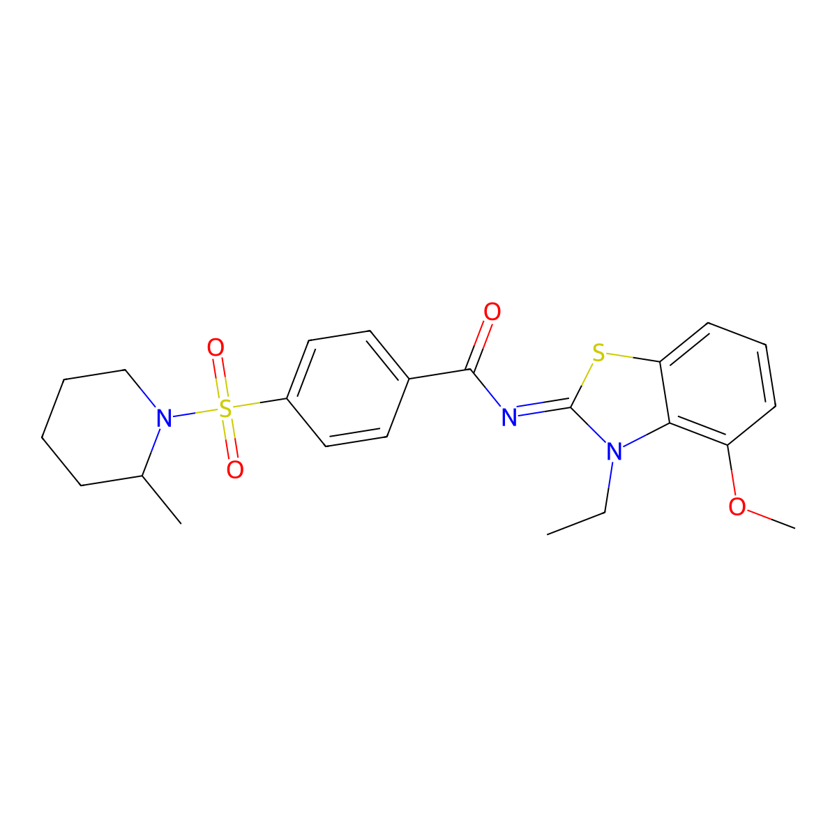 (Z)-N-(3-ethyl-4-methoxybenzo[d]thiazol-2(3H)-ylidene)-4-((2-methylpiperidin-1-yl)sulfonyl)benzamide molecular structure, CAS 533868-51-8