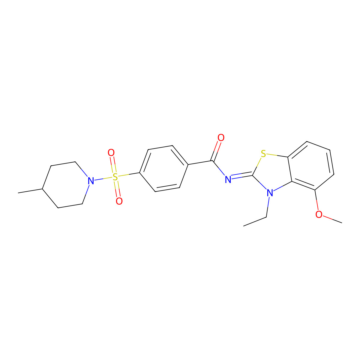 (Z)-N-(3-ethyl-4-methoxybenzo[d]thiazol-2(3H)-ylidene)-4-((4-methylpiperidin-1-yl)sulfonyl)benzamide molecular structure, CAS 533868-53-0