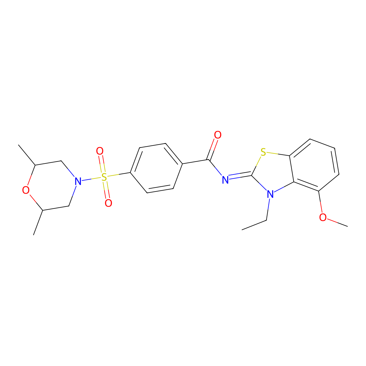 (Z)-4-((2,6-dimethylmorpholino)sulfonyl)-N-(3-ethyl-4-methoxybenzo[d]thiazol-2(3H)-ylidene)benzamide molecular structure, CAS 533868-55-2