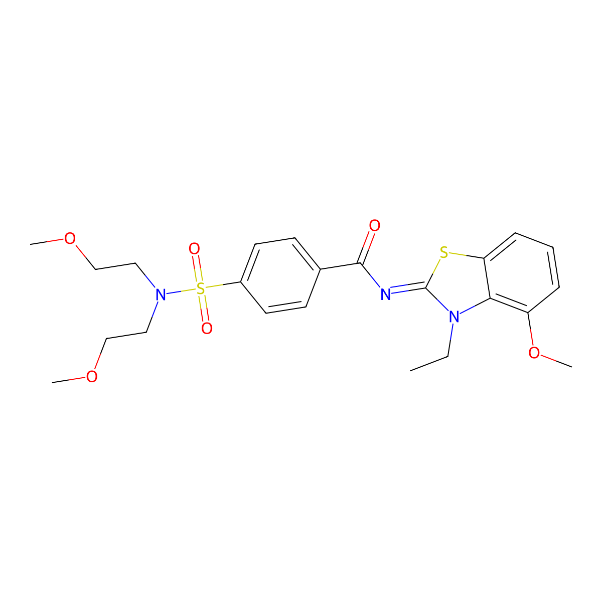 (Z)-4-(N,N-bis(2-methoxyethyl)sulfamoyl)-N-(3-ethyl-4-methoxybenzo[d]thiazol-2(3H)-ylidene)benzamide molecular structure, CAS 533868-60-9