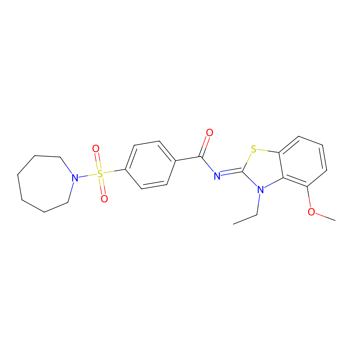 (Z)-4-(azepan-1-ylsulfonyl)-N-(3-ethyl-4-methoxybenzo[d]thiazol-2(3H)-ylidene)benzamide molecular structure, CAS 533868-61-0