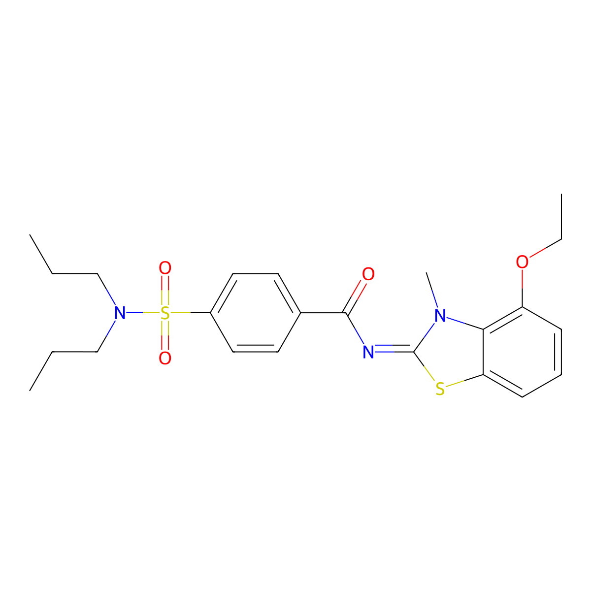 4-(dipropylsulfamoyl)-N-(4-ethoxy-3-methyl-1,3-benzothiazol-2-ylidene)benzamide molecular structure, CAS 533868-70-1