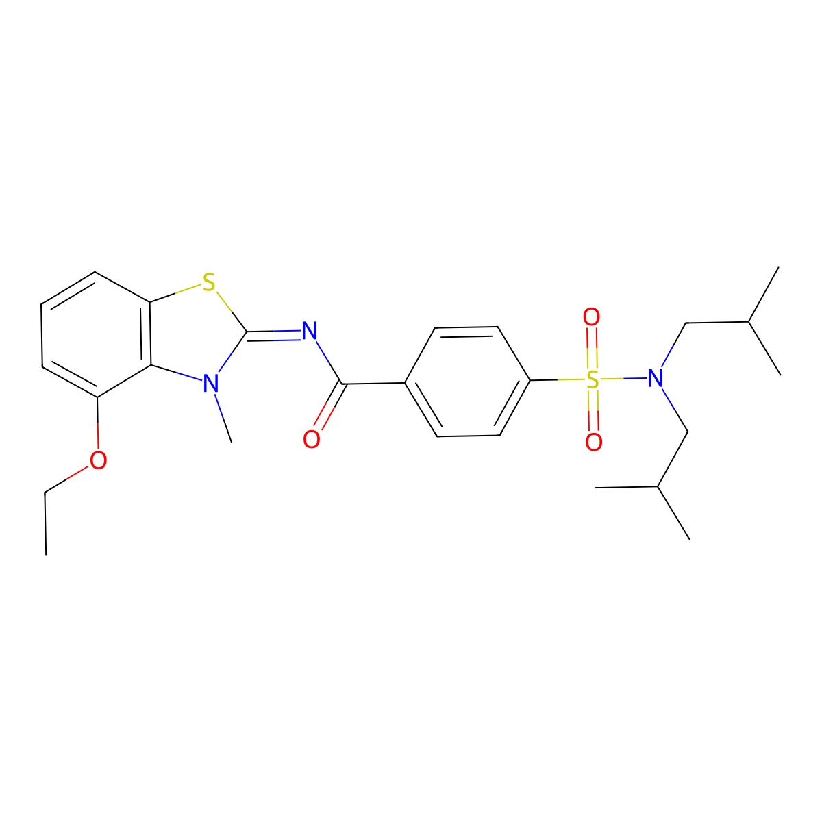 (Z)-4-(N,N-diisobutylsulfamoyl)-N-(4-ethoxy-3-methylbenzo[d]thiazol-2(3H)-ylidene)benzamide molecular structure, CAS 533868-72-3