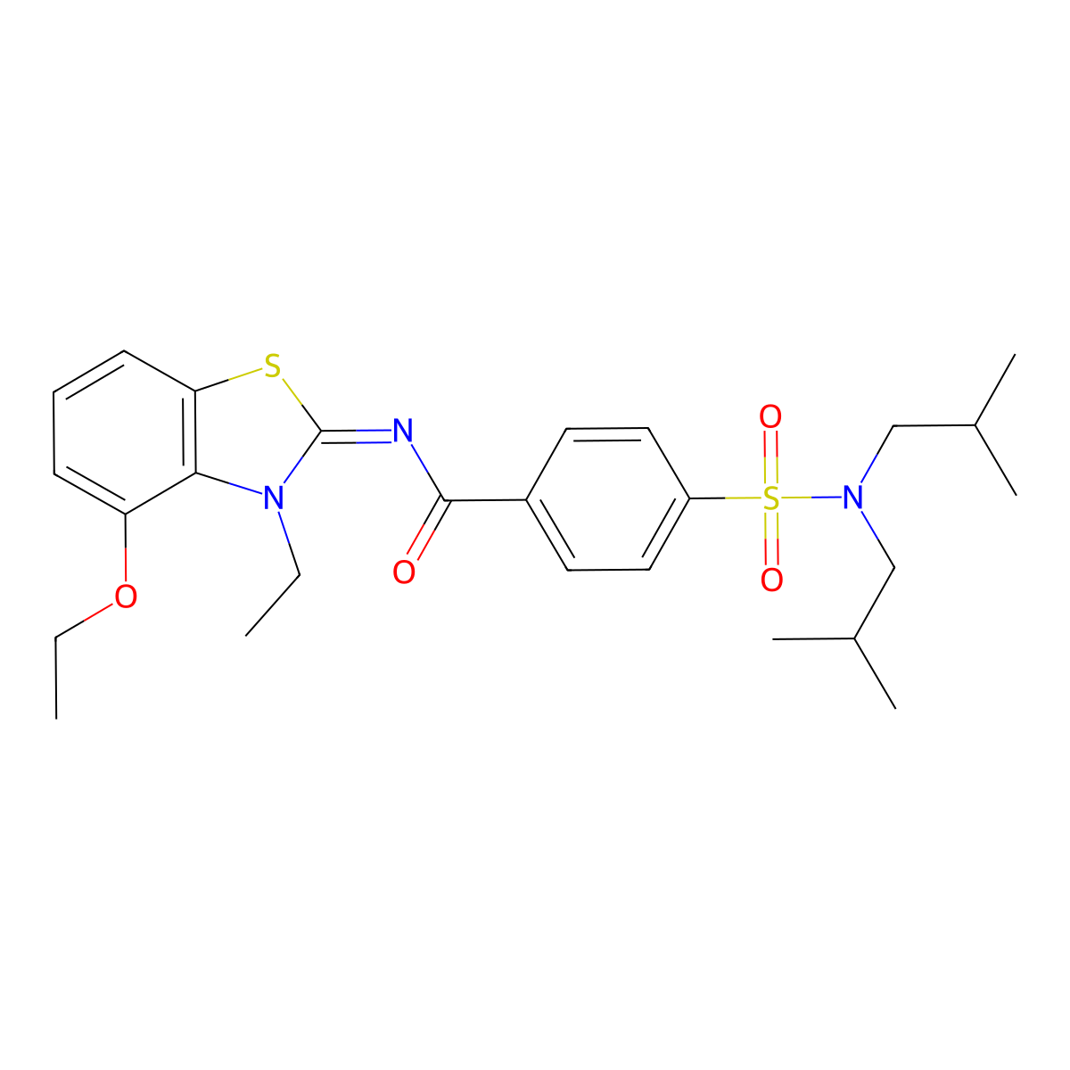 (Z)-4-(N,N-diisobutylsulfamoyl)-N-(4-ethoxy-3-ethylbenzo[d]thiazol-2(3H)-ylidene)benzamide molecular structure, CAS 533868-73-4