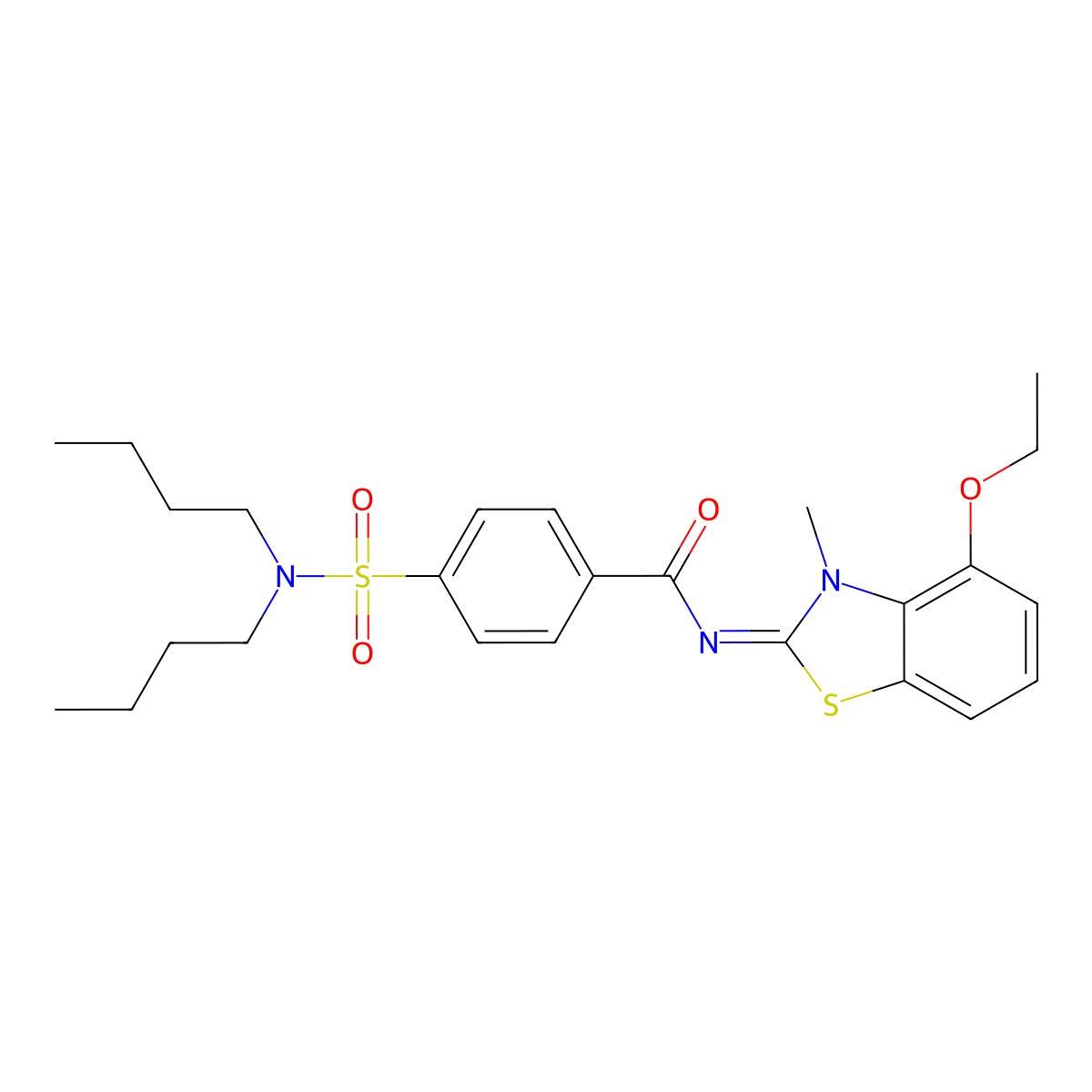 (Z)-4-(N,N-dibutylsulfamoyl)-N-(4-ethoxy-3-methylbenzo[d]thiazol-2(3H)-ylidene)benzamide molecular structure, CAS 533868-74-5