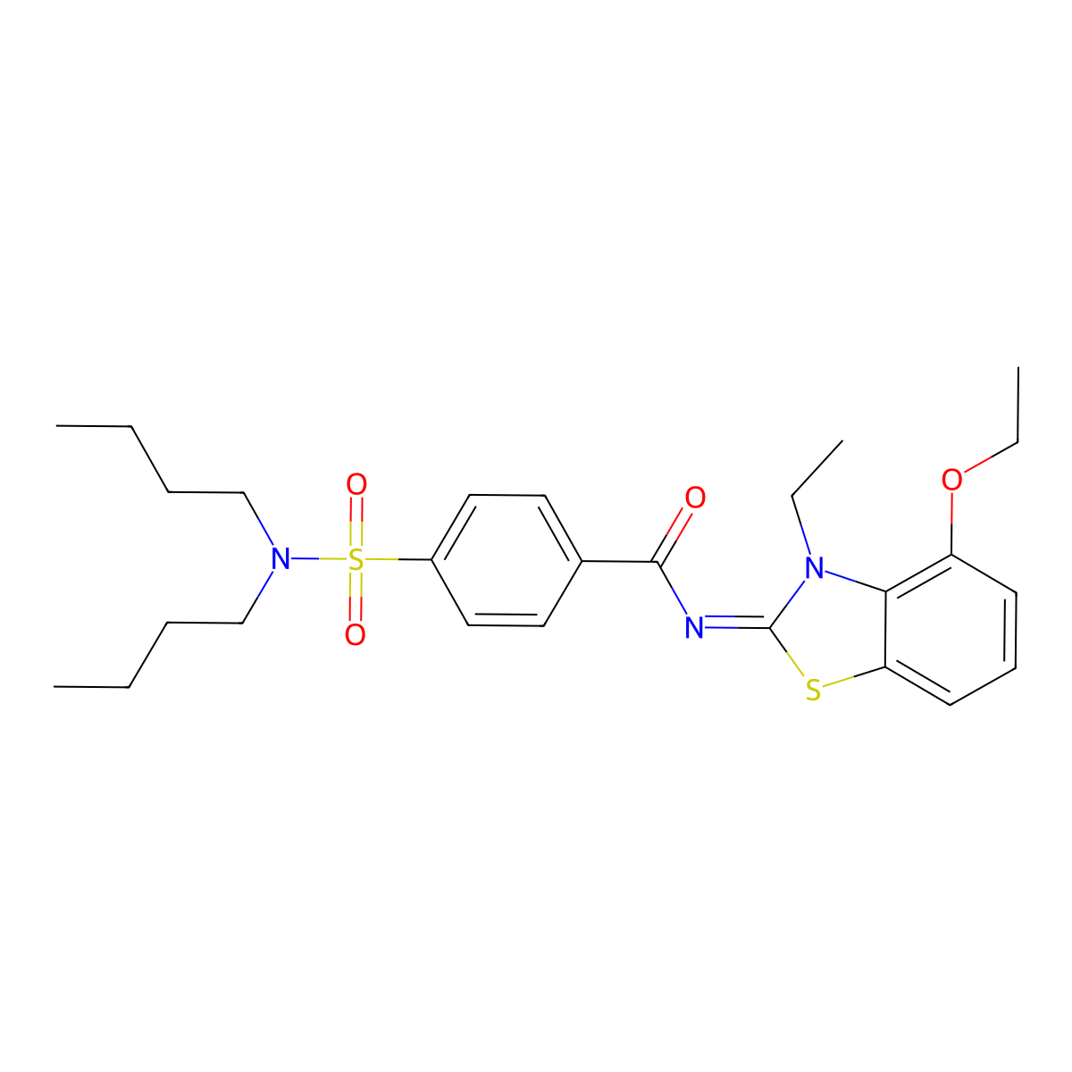 4-(dibutylsulfamoyl)-N-(4-ethoxy-3-ethyl-1,3-benzothiazol-2-ylidene)benzamide molecular structure, CAS 533868-75-6