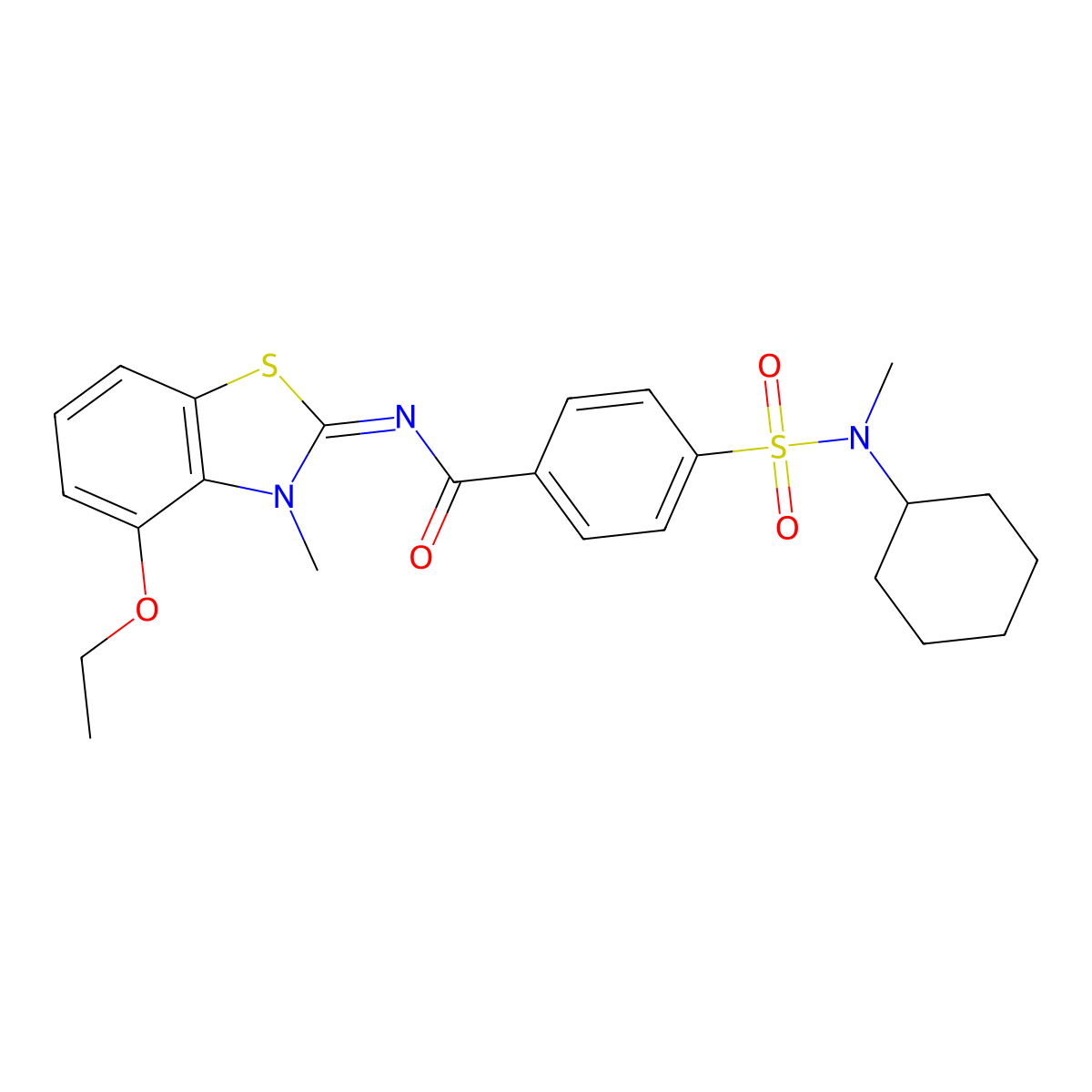 4-[cyclohexyl(methyl)sulfamoyl]-N-(4-ethoxy-3-methyl-1,3-benzothiazol-2-ylidene)benzamide molecular structure, CAS 533868-82-5