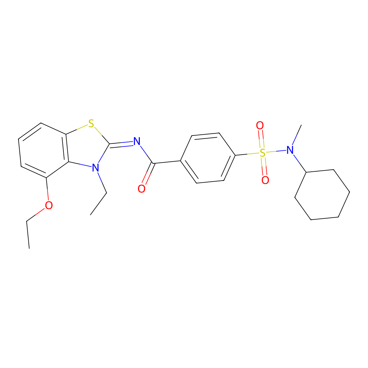 4-[cyclohexyl(methyl)sulfamoyl]-N-(4-ethoxy-3-ethyl-1,3-benzothiazol-2-ylidene)benzamide molecular structure, CAS 533868-83-6