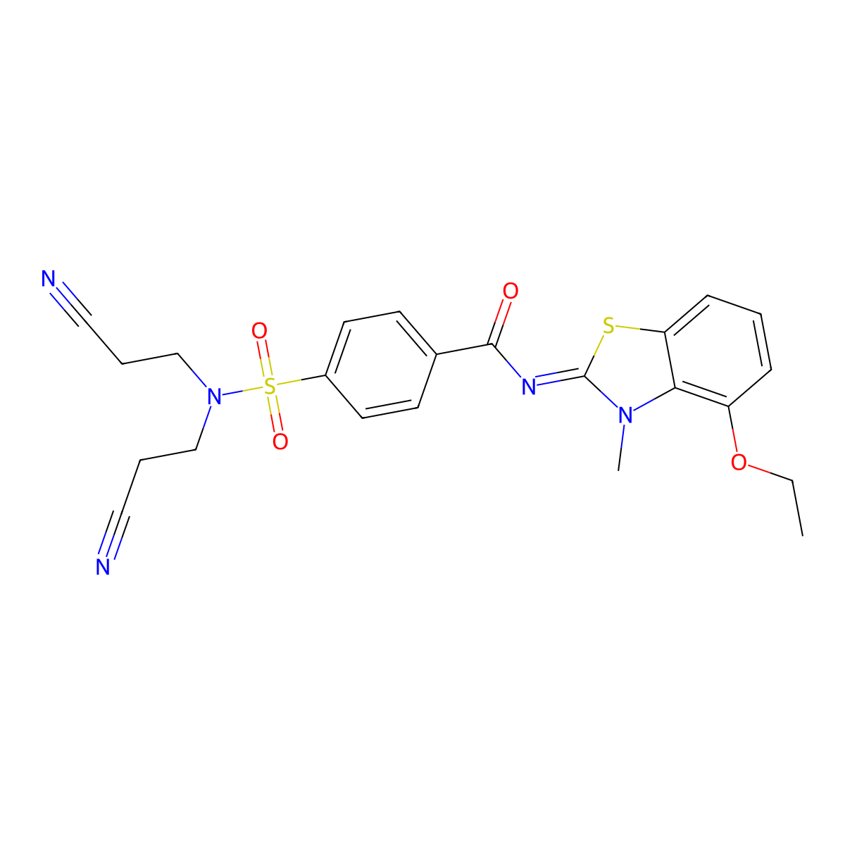4-[bis(2-cyanoethyl)sulfamoyl]-N-(4-ethoxy-3-methyl-1,3-benzothiazol-2-ylidene)benzamide molecular structure, CAS 533868-86-9