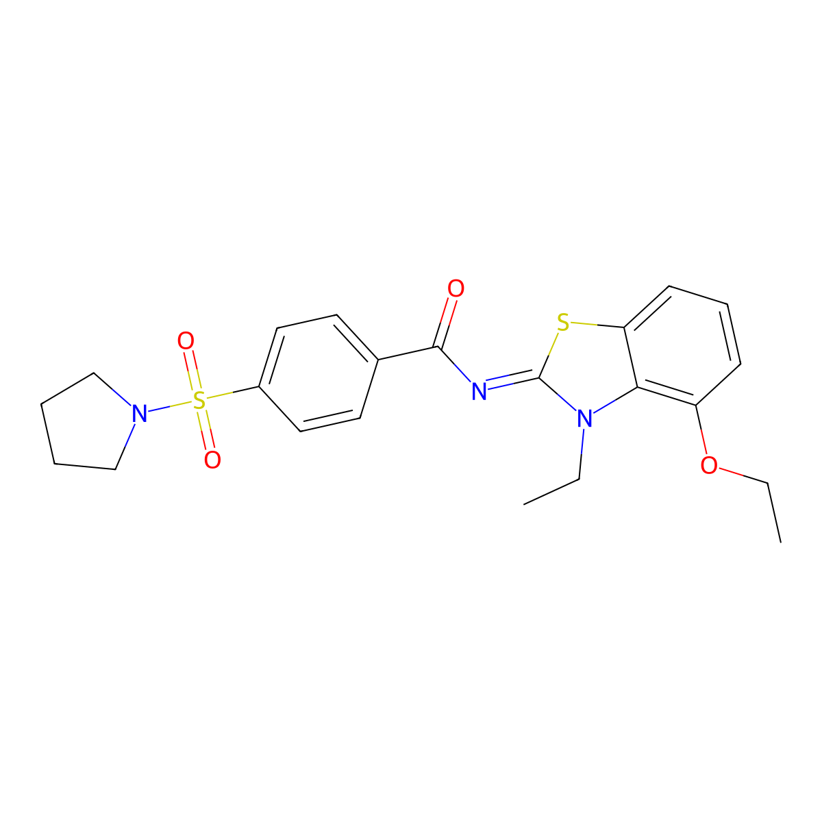 N-(4-ethoxy-3-ethyl-1,3-benzothiazol-2-ylidene)-4-pyrrolidin-1-ylsulfonylbenzamide molecular structure, CAS 533868-89-2