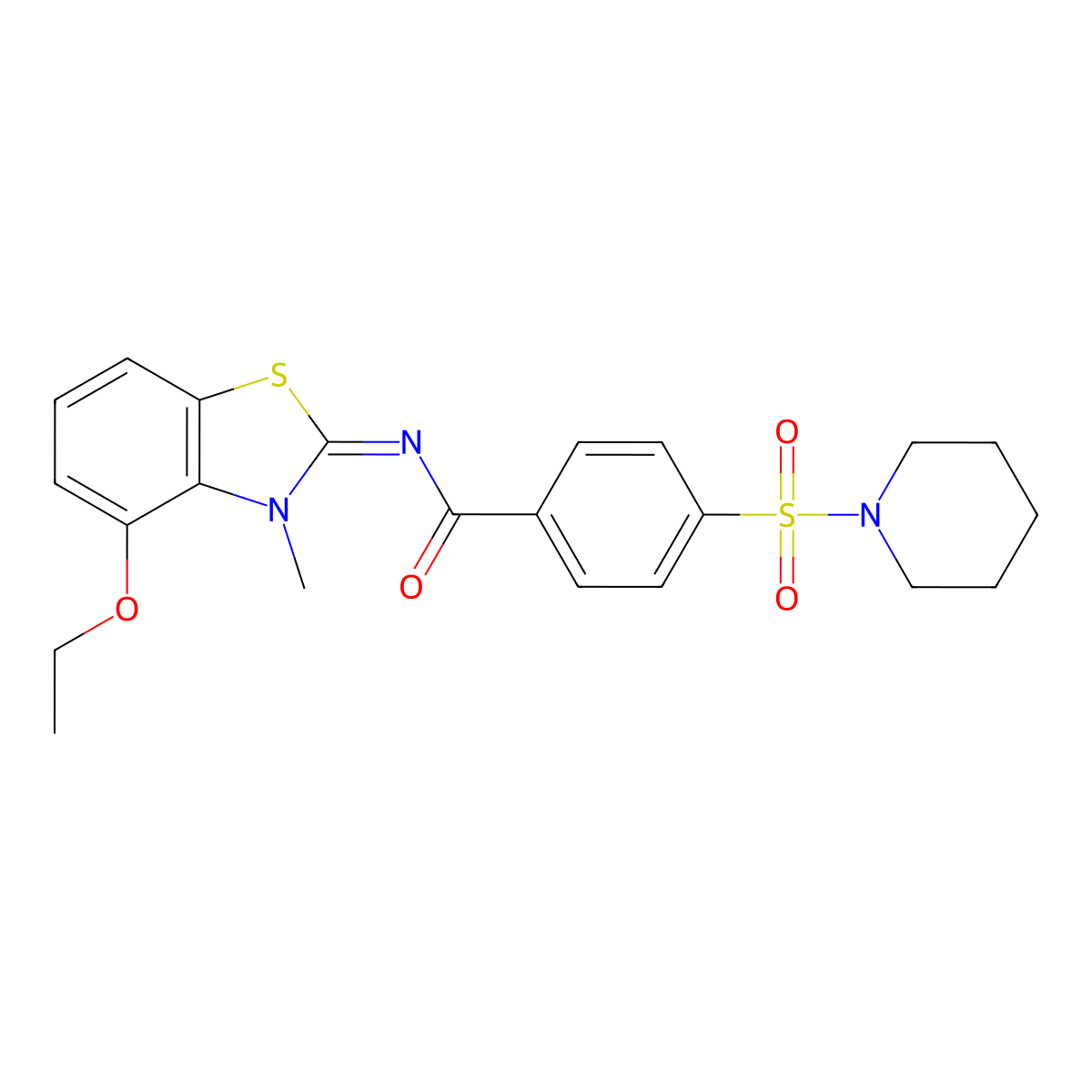 (Z)-N-(4-ethoxy-3-methylbenzo[d]thiazol-2(3H)-ylidene)-4-(piperidin-1-ylsulfonyl)benzamide molecular structure, CAS 533868-90-5
