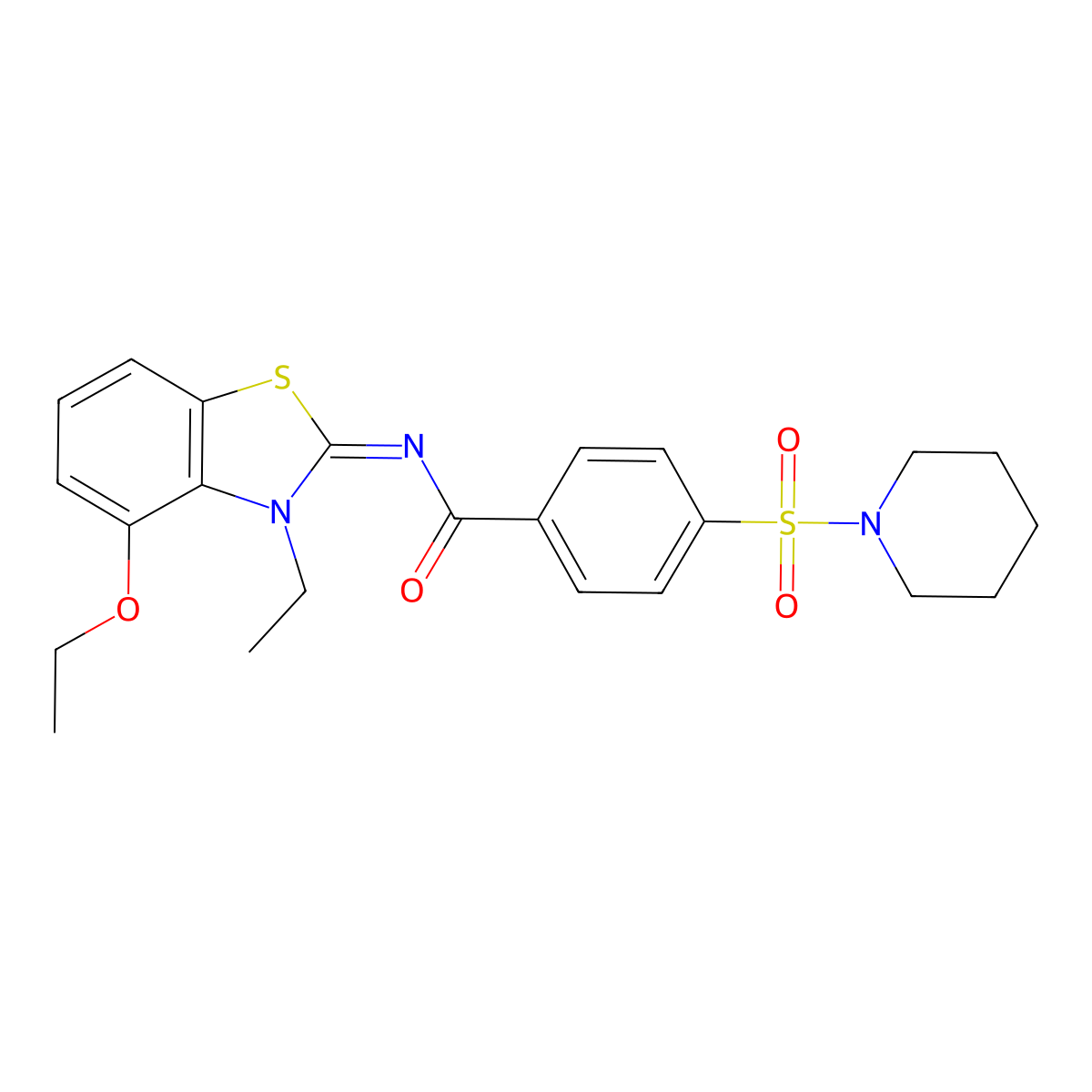 N-(4-ethoxy-3-ethyl-1,3-benzothiazol-2-ylidene)-4-piperidin-1-ylsulfonylbenzamide molecular structure, CAS 533868-91-6