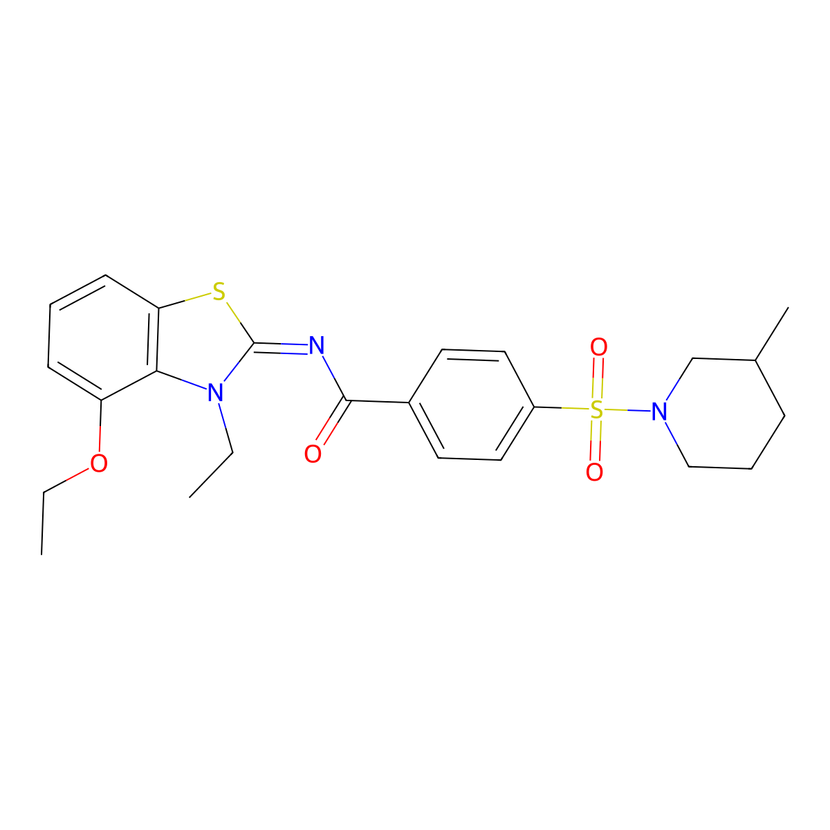 (Z)-N-(4-ethoxy-3-ethylbenzo[d]thiazol-2(3H)-ylidene)-4-((3-methylpiperidin-1-yl)sulfonyl)benzamide molecular structure, CAS 533868-94-9