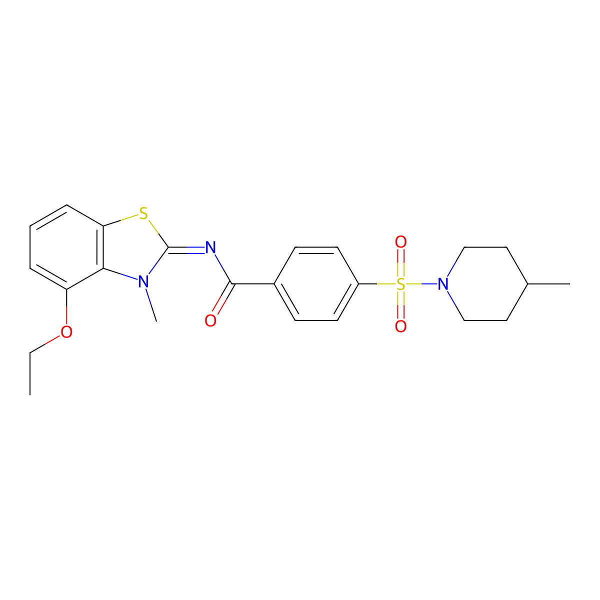 N-(4-ethoxy-3-methyl-1,3-benzothiazol-2-ylidene)-4-(4-methylpiperidin-1-yl)sulfonylbenzamide molecular structure, CAS 533868-95-0