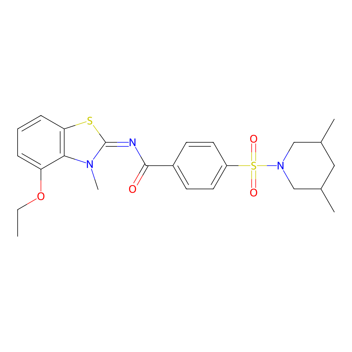 (Z)-4-((3,5-dimethylpiperidin-1-yl)sulfonyl)-N-(4-ethoxy-3-methylbenzo[d]thiazol-2(3H)-ylidene)benzamide molecular structure, CAS 533868-97-2