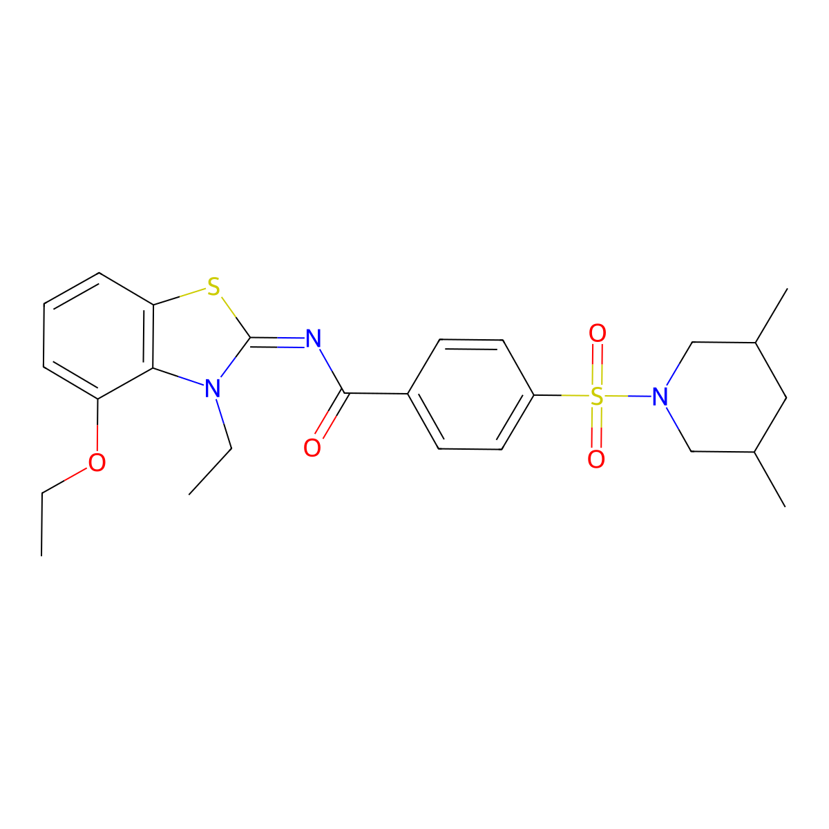 (Z)-4-((3,5-dimethylpiperidin-1-yl)sulfonyl)-N-(4-ethoxy-3-ethylbenzo[d]thiazol-2(3H)-ylidene)benzamide molecular structure, CAS 533868-98-3