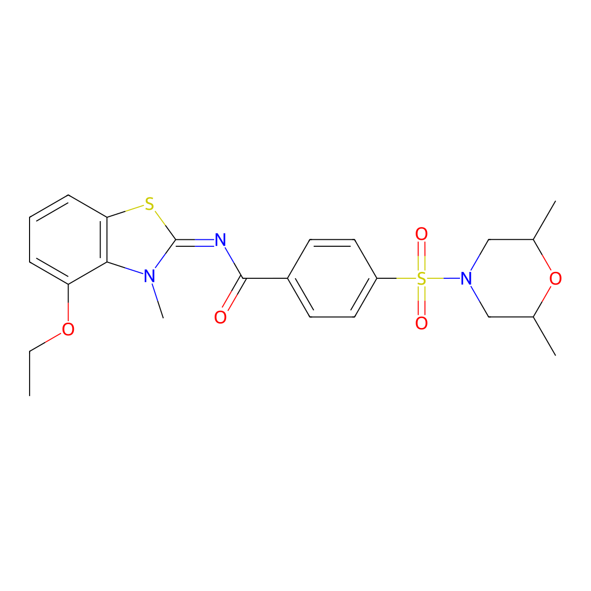 (Z)-4-((2,6-dimethylmorpholino)sulfonyl)-N-(4-ethoxy-3-methylbenzo[d]thiazol-2(3H)-ylidene)benzamide molecular structure, CAS 533868-99-4