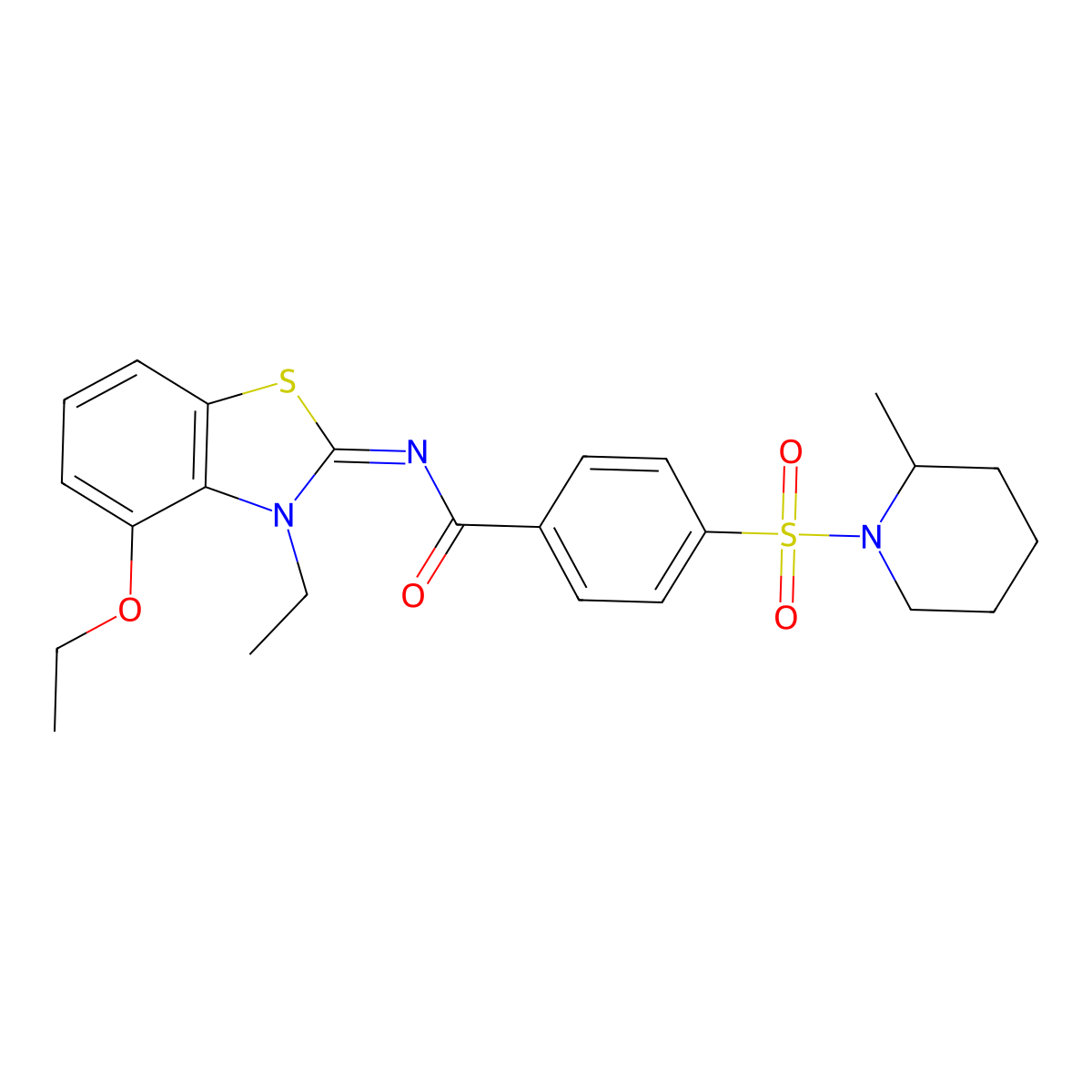(Z)-N-(4-ethoxy-3-ethylbenzo[d]thiazol-2(3H)-ylidene)-4-((2-methylpiperidin-1-yl)sulfonyl)benzamide molecular structure, CAS 533869-01-1