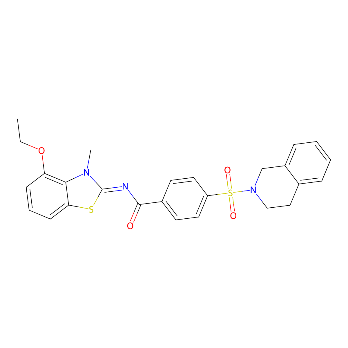(Z)-4-((3,4-dihydroisoquinolin-2(1H)-yl)sulfonyl)-N-(4-ethoxy-3-methylbenzo[d]thiazol-2(3H)-ylidene)benzamide molecular structure, CAS 533869-08-8