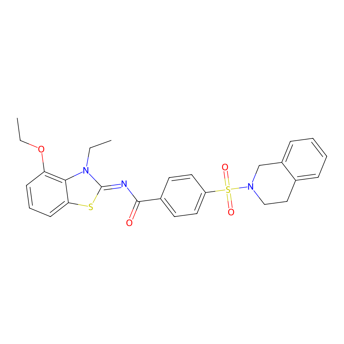 (Z)-4-((3,4-dihydroisoquinolin-2(1H)-yl)sulfonyl)-N-(4-ethoxy-3-ethylbenzo[d]thiazol-2(3H)-ylidene)benzamide molecular structure, CAS 533869-09-9