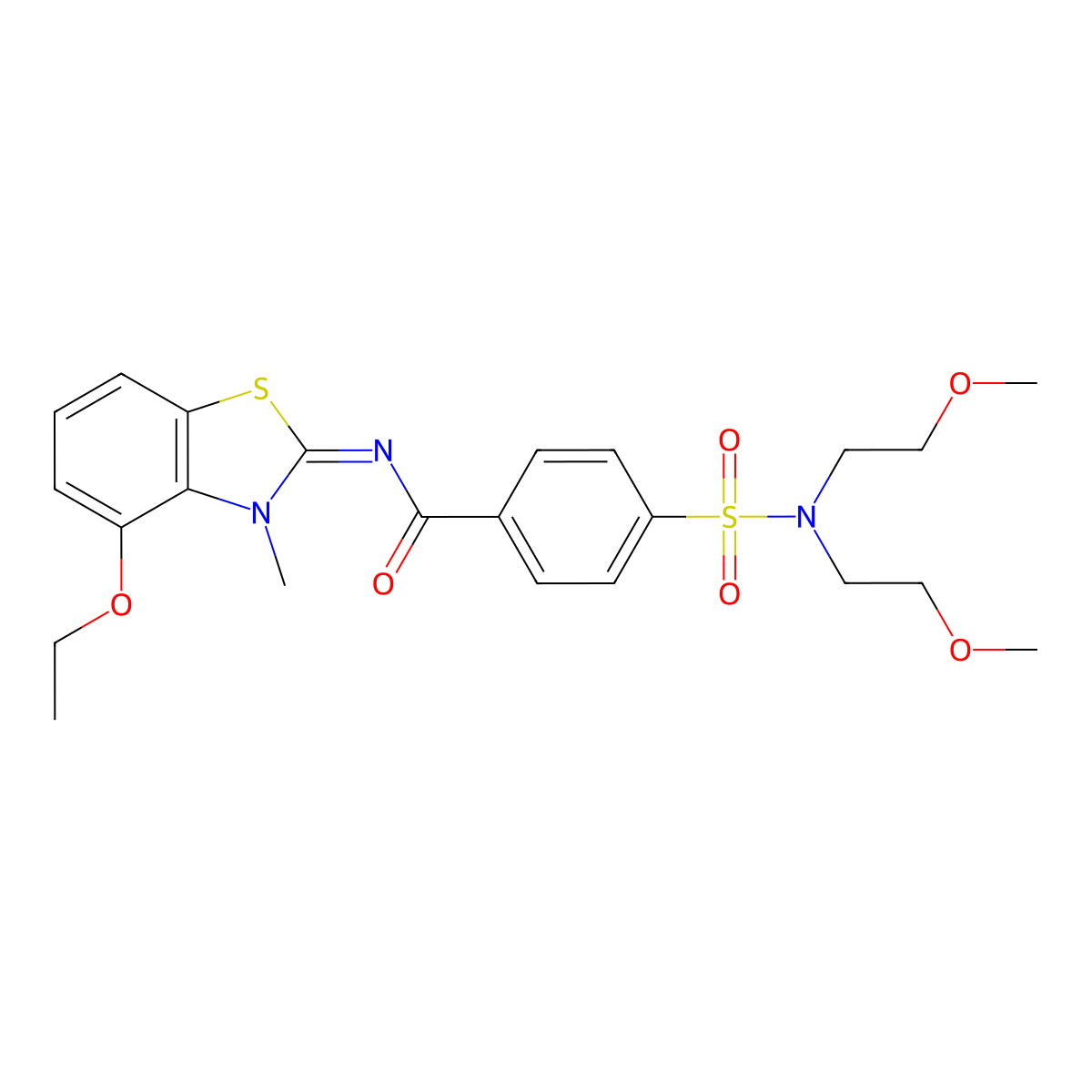 (Z)-4-(N,N-bis(2-methoxyethyl)sulfamoyl)-N-(4-ethoxy-3-methylbenzo[d]thiazol-2(3H)-ylidene)benzamide molecular structure, CAS 533869-10-2
