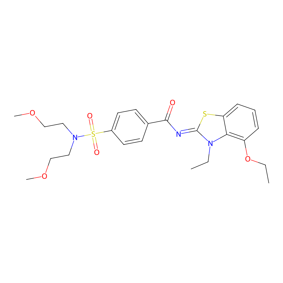 (Z)-4-(N,N-bis(2-methoxyethyl)sulfamoyl)-N-(4-ethoxy-3-ethylbenzo[d]thiazol-2(3H)-ylidene)benzamide molecular structure, CAS 533869-11-3