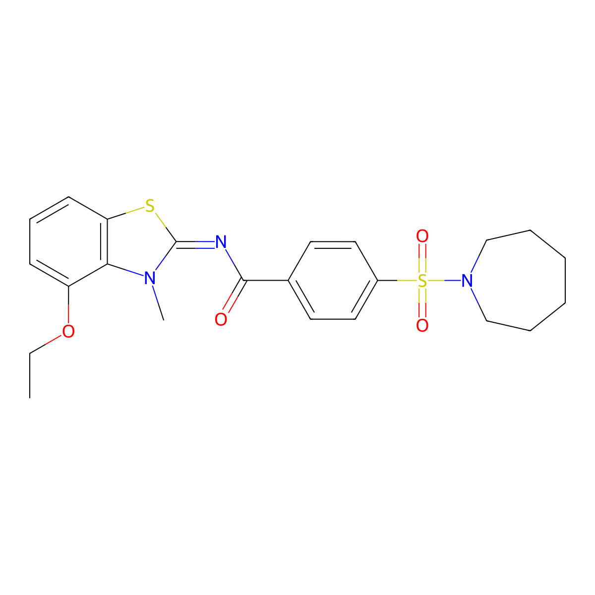 (Z)-4-(azepan-1-ylsulfonyl)-N-(4-ethoxy-3-methylbenzo[d]thiazol-2(3H)-ylidene)benzamide molecular structure, CAS 533869-12-4
