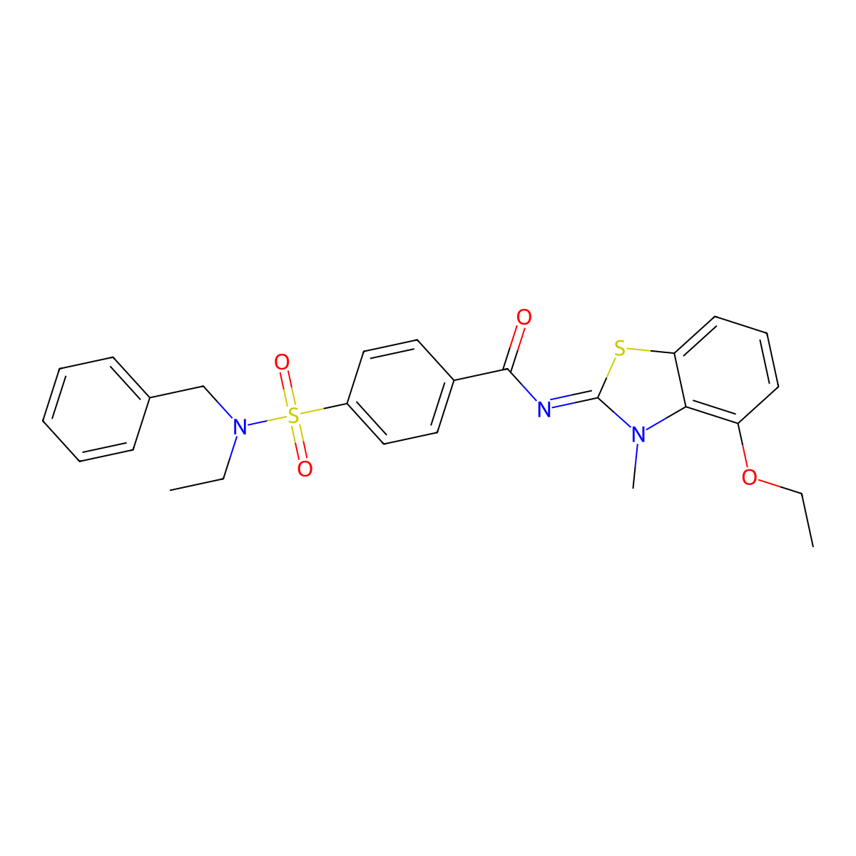 4-[benzyl(ethyl)sulfamoyl]-N-(4-ethoxy-3-methyl-1,3-benzothiazol-2-ylidene)benzamide molecular structure, CAS 533869-17-9