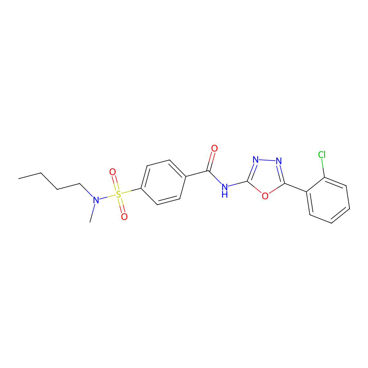 4-[butyl(methyl)sulfamoyl]-N-[5-(2-chlorophenyl)-1,3,4-oxadiazol-2-yl]benzamide molecular structure, CAS 533869-19-1